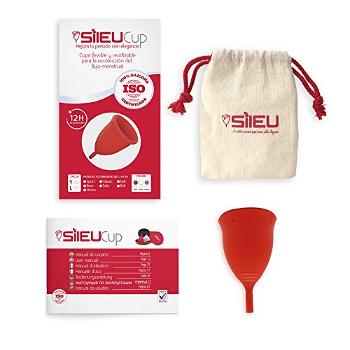 Copa Menstrual Sileu Cup Tulip - Alternativa ecológica y natural a tampones y compresas - Las mejores opiniones de nuestros clientes, recomendada por ginecólogos - Talla L, Rojo