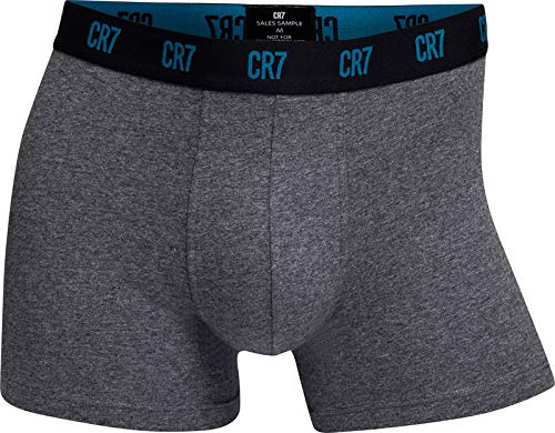 CR7 Cristiano Ronaldo - Basic - Bóxers Ajustados para Hombre - Pack de 3 - Azul/Melange/Negro - Tamaño L (CR7-8100-4900-650-L)