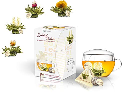 Creano "Fior di Té Télini" Juego de Regalo de Flores de Té con Taza de Té y 8 Flores de Té en Tamaño de Taza | Té blanco