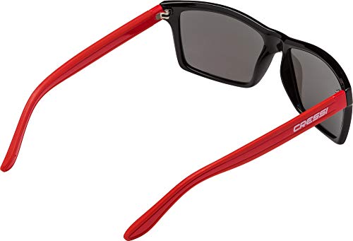 Cressi Rio Sunglasses Gafas de Sol Deportivo Polarizados, Unisex Adultos, Rojo Negro/Lentes espejadas Azul, Talla única