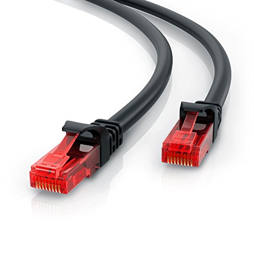 CSL - 15m Cable de Red Gigabit Ethernet LAN Cat.6 RJ45-1000Mbit s - Cable de conexión a Red - UTP - Compatible con Cat.5 Cat.5e Cat.7 - Conmutador Router módem Punto de Acceso - Negro