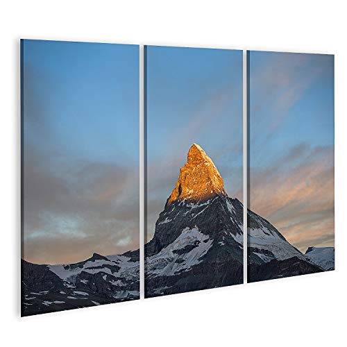 Cuadro en Lienzo Escena del Amanecer al Amanecer Escena del Asombroso Matterhorn en los Alpes suizos El Cielo Brilla en un Incr Cuadros Modernos Decoracion Impresión Salon