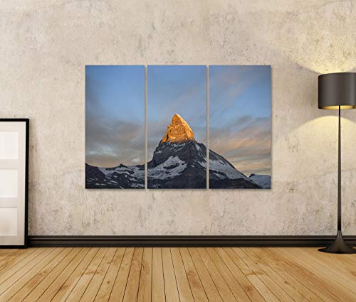 Cuadro en Lienzo Escena del Amanecer al Amanecer Escena del Asombroso Matterhorn en los Alpes suizos El Cielo Brilla en un Incr Cuadros Modernos Decoracion Impresión Salon