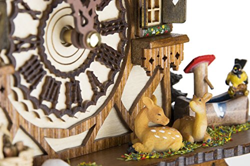 Cuckoo-Palace Reloj de Cuco alemán - Chalet romántico “Valle De Los Molinos” de la Selva Negra - con Animales Maravillosos –con Movimiento de Cuarzo 26cm de Altura