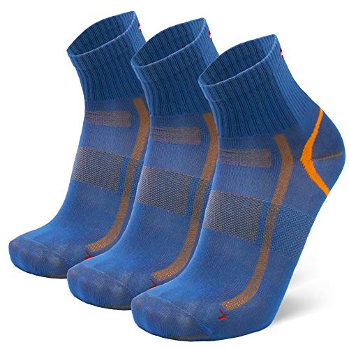 DANISH ENDURANCE Calcetines Deportivos Quarter Pro 3 Pares (Azul/Naranja, EU 39-42)