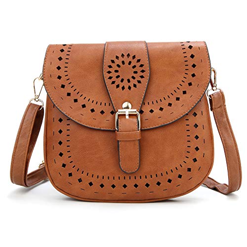 DCCN Bolso de Hombro para Mujer, Bolso de Cuero pequeño Retro marrón