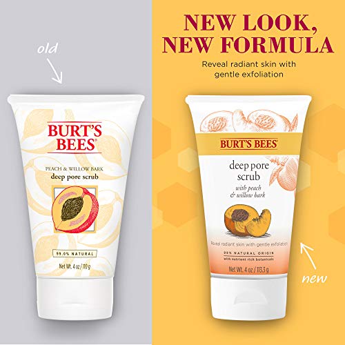 De Burt abejas melocotón y corteza de sauce Deep Pore Scrub (exfoliante para la limpieza profunda de los poros con el melocotón y la corteza de sauce), 110g