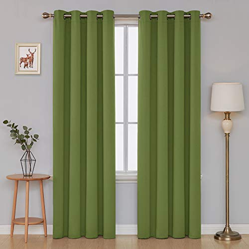 Deconovo Cortinas Dormitorio Moderno Blackout Curtain Suave para Ventanas de Habitación Juvenil 2 Paneles 140 x 245 cm Verde