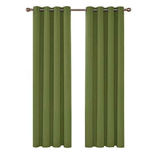 Deconovo Cortinas Dormitorio Moderno Blackout Curtain Suave para Ventanas de Habitación Juvenil 2 Paneles 140 x 245 cm Verde