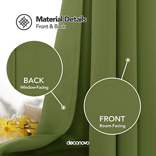 Deconovo Cortinas Dormitorio Moderno Blackout Curtain Suave para Ventanas de Habitación Juvenil 2 Paneles 140 x 245 cm Verde