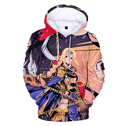 Desconocido Anime Sword Art Online Sudadera con Capucha para Hombre Sudadera con Capucha Deportiva para Hombre Azul L