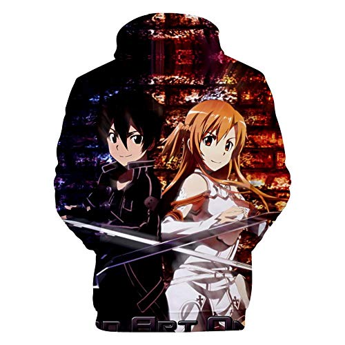 Desconocido Sword Art Online Impreso Sudadera con Capucha Suelta Chaqueta con Capucha para Hombre Negro 4XL