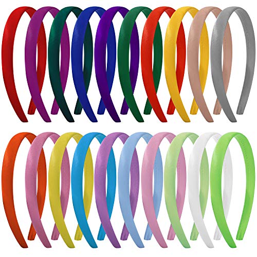 Diademas de Satén de Niñas Multicolor Banda de Pelo de Tela Cinta Cubierta de 36 cm para Mujer Niñas 15mm 20 Colores