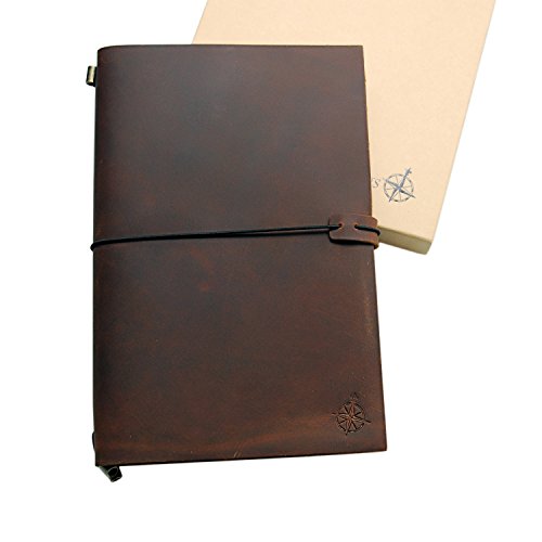 Diario de Cuero Grande | Cuaderno de Viaje Recargable Grande | Perfecto para escribir, dibujar, álbumes de recortes, Regalos para Hombres, Mujeres, Viajeros, Inserciones | Travel Journal 28 x 19