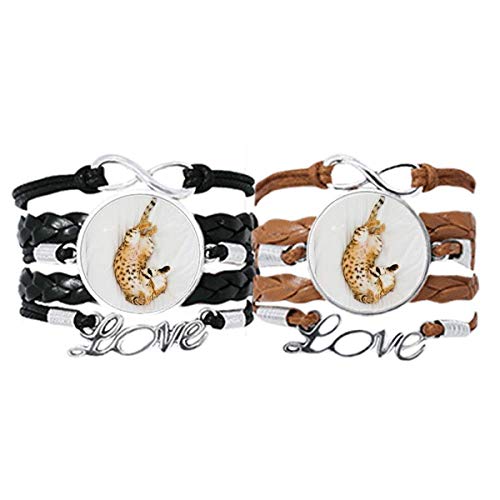 DIYthinker Animal Ocelot - Pulsera de mano con correa de piel y cuerda, doble juego de regalo