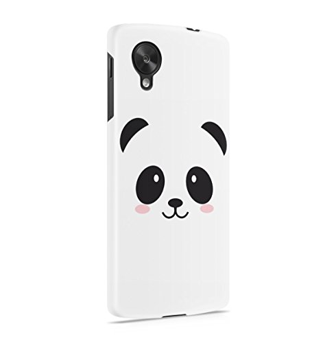 DODOX Cute Kawaii White Panda Face Case Compatible with LG Google Nexus 5 Snap-On Hard Plastic Protective Shell Cover Carcasa