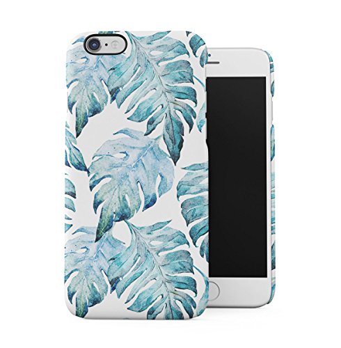 DODOX Tropical Pale Blue Jungle Leaves Floral Pattern Case Compatible with Apple iPhone 6 / iPhone 6S Snap-On Hard Plastic Protective Shell Cover Carcasa