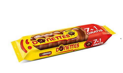 Donettes Clásicos Sabor Chocolate pack 7+1 unidades gratis. 152 g (19gr por mini rosquilla)