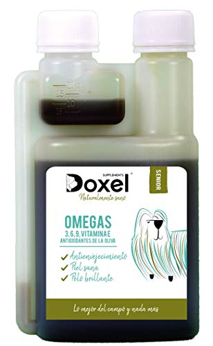 Doxel Senior-500ml Aceite para perros| Suplemento| Antiinflamatorio| Anti envejecimiento| Articulaciones sanas| Sistema inmunitario| Ácidos grasos Omega 3 6 9| Vitamina E| Masa muscular|Perros mayores