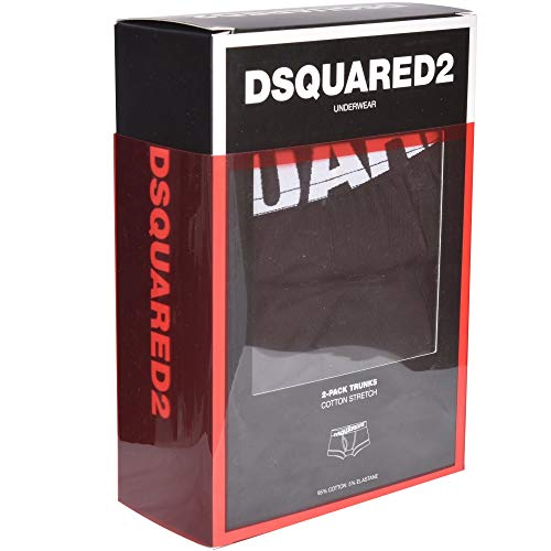 DSQUARED2 2-Pack ángulo Logotipo De Baja Altura Bó Boxeador para Hombres, Negro XX-Grande