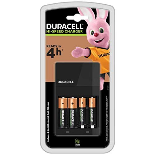 Duracell Cargador de pilas en 4 horas, 1 unidad, Color Negro