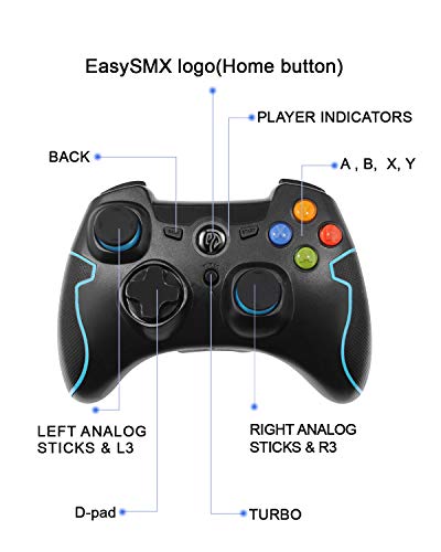 EasySMX 2 Pack Mandos, [ES Stock , Envío Rápido] Mandos Inalámbricos PS3, Mandos para PC, Gamepad Wireless Compatible con Windows XP y Vista, Windows 8, PS3, Android y Operación Rango hasta 10M