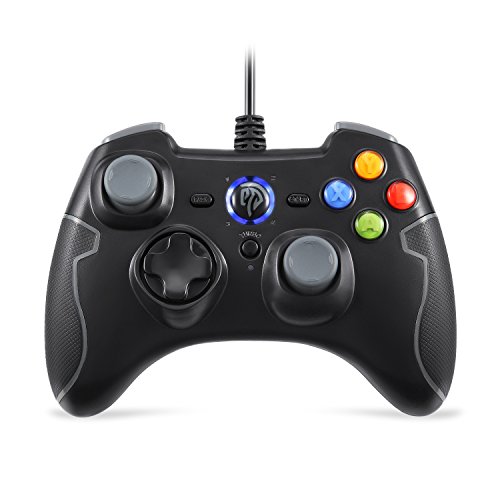 EasySMX Controlador de Juego con Cable, Vibracion Dual, USB Conexión, Función Turbo y Trigger, Gris