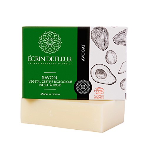 Écrin De Fleur | Jabón de Aguacate | Certificado Orgánico | Hecho a Mano en Francia con Aceites de Jojoba y de Aguacate | Saponificación en Frio | Apto para el Lavado Frecuente de las Manos | 100g