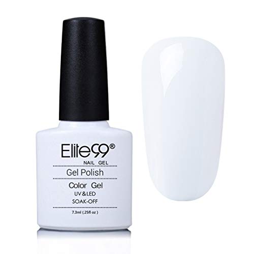 Elite99 Esmaltes Semipermanentes de Uñas en Gel UV LED, Esmaltes de Uñas en Gel de Color Blanco 7.3ml