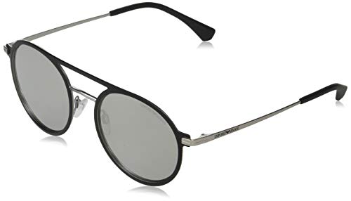 Emporio Armani 0EA2080 Gafas de sol, Matte Black/Matte Silver, 53 para Hombre