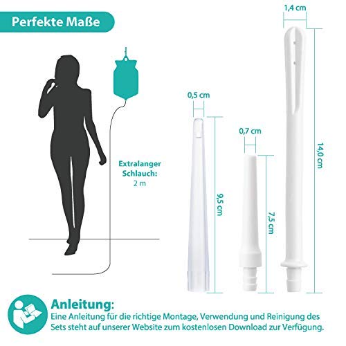 Enemas anales Premium EBENTHAL VITAL® • 2l para limpieza de colon con bolsa práctica e instrucciones • Enema anal • Juego de alimentación para el ayuno