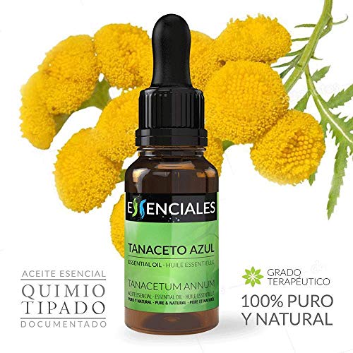 Essenciales - Aceite Esencial de Tanaceto Azul/Blue Tansy, 100% Puro, 10 ml | Aceite Esencial Tanacetum Annuum