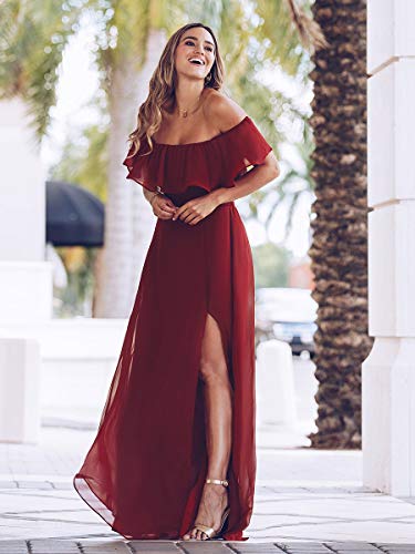 Ever-Pretty A-línea Vestido de Noche Verano para Mujer Borgoña 36