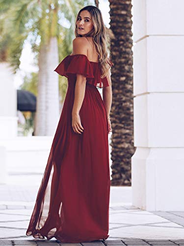 Ever-Pretty A-línea Vestido de Noche Verano para Mujer Borgoña 36