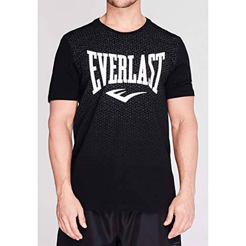 Everlast - Camiseta de cuello redondo para hombre, con estampado geométrico Negro Negro ( S