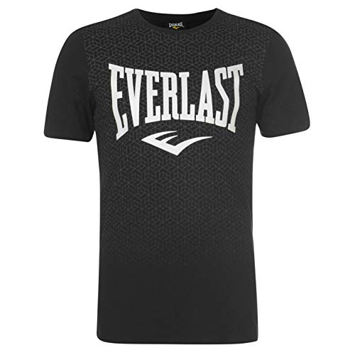 Everlast - Camiseta de cuello redondo para hombre, con estampado geométrico Negro Negro ( S