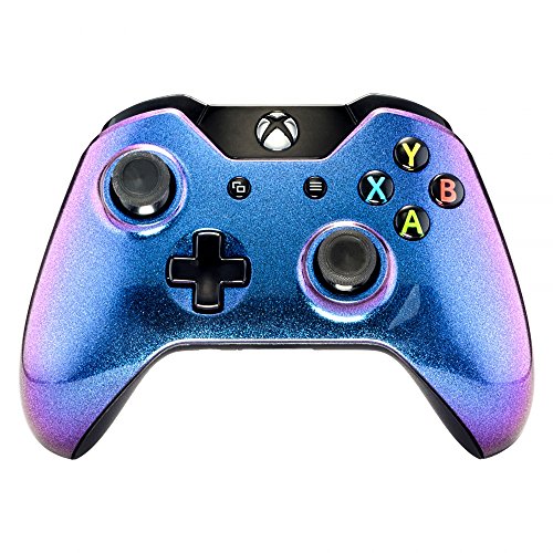 eXtremeRate Carcasa para Mando Xbox One Accesorios Protectora Brillante Placa Frontal Funda Delantera Kit de reemplazo Cubierta Shell para Mando Controlador de Xbox One Original(Azul a Violeta)