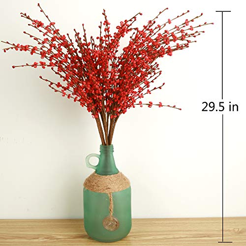 Famibay - Flores artificiales de jazmín de invierno de polietileno, para decoración del hogar, boda, fiesta, tienda, 20 unidades, PE, Rojo-01, Paquete de 20