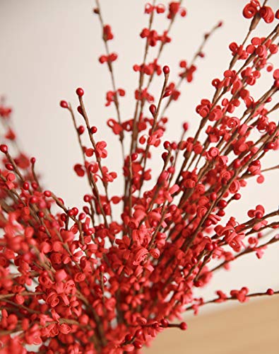 Famibay - Flores artificiales de jazmín de invierno de polietileno, para decoración del hogar, boda, fiesta, tienda, 20 unidades, PE, Rojo-01, Paquete de 20