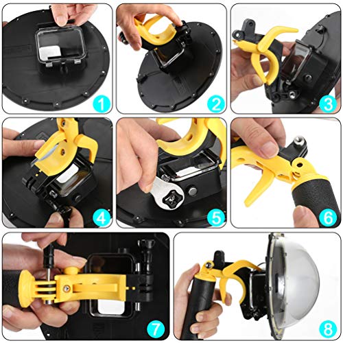 FEIMUOSI para GoPro Dome Port Hero 4 Hero 3 3+, Carcasa subacuática con Pistola de gatillo y Agarre Flotante Fotografía Funda Impermeable Funda Impermeable para GoPro Accesorio