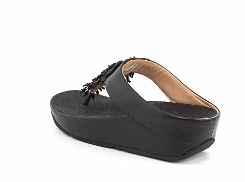 Fit Flop Rumba Toe-Thong, Sandalias de Punta Descubierta para Mujer, Negro (Black 001), 41 EU