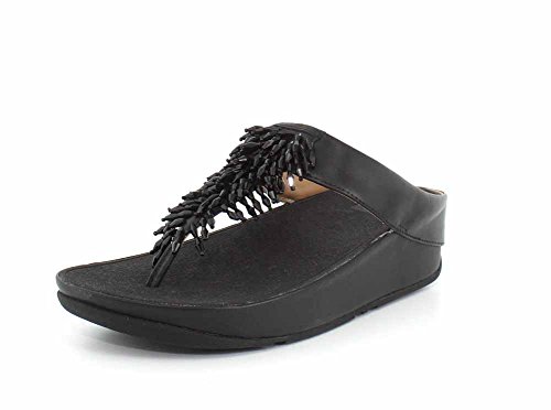 Fit Flop Rumba Toe-Thong, Sandalias de Punta Descubierta para Mujer, Negro (Black 001), 41 EU