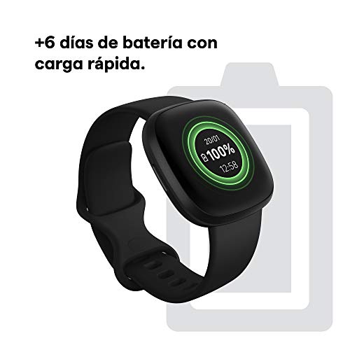 Fitbit Versa 3 - Smartwatch de salud y forma física con GPS integrado, análisis continuo de la frecuencia cardiaca, Alexa integrada y batería de +6 días, Negro