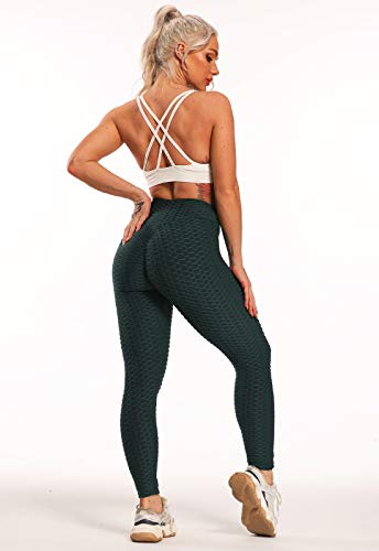 FITTOO Leggings Push Up Mujer Mallas Pantalones Deportivos Alta Cintura Elásticos Yoga Fitness  Verde S