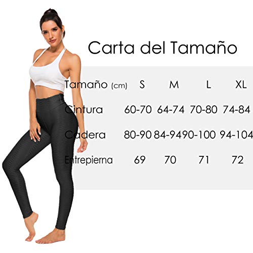 FITTOO Mallas Leggings Mujer Pantalones Deportivos oga Alta Cintura Elásticos Transpirables Negro XL