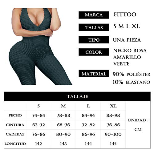 FITTOO Mallas Pantalones Deportivos Leggings Mujer Yoga de Alta Cintura Elásticos y Transpirables para Yoga Running Fitness con Gran Elásticos1370 Verte M