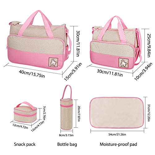 FREESOO Set 5 kits Bolsa de Mama para Bebe Biberon Cambiador de Pañales Bolsa Hospital Maternidad Bolso de Pañales Bebé para Viaje Carro Carrito Biberón Colchoneta Comida Multifunción Gran Capacidad