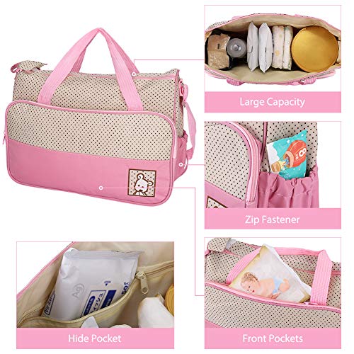 FREESOO Set 5 kits Bolsa de Mama para Bebe Biberon Cambiador de Pañales Bolsa Hospital Maternidad Bolso de Pañales Bebé para Viaje Carro Carrito Biberón Colchoneta Comida Multifunción Gran Capacidad