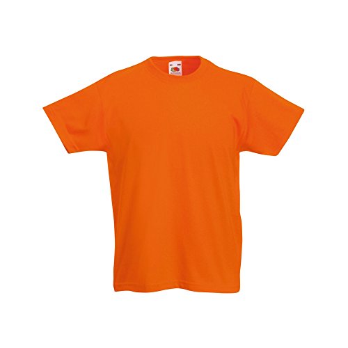 Fruit of the Loom - Camiseta de Manga Corta Original niños (7-8 Años/Naranja)