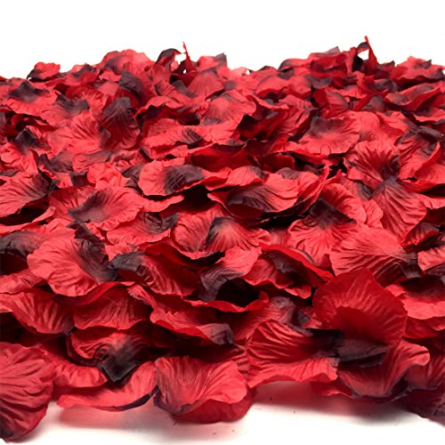 FUJIE 1200 Pcs Pétalos de Rosa Petalos Artificiales Confeti de Rosas Artificiales de Seda Roja para Bodas, Fiestas, día de San Valentín y Ambiente Romántico